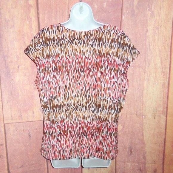 JM Collection Multi Color Coral Blouse Top - 1X - Picture 5 of 8